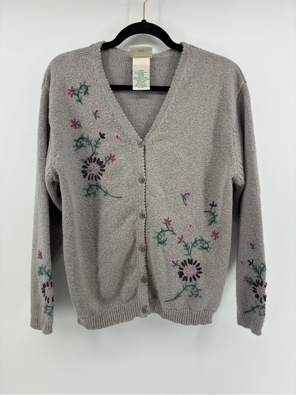 Vintage Northern Reflections Floral Embroidered Button Cardigan Sweater
